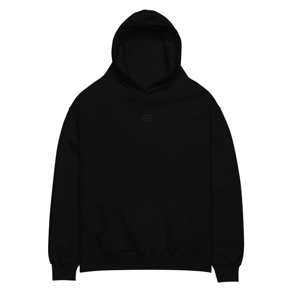 BLK OUT Minimalist Oversized HOODIE - Black Detail
