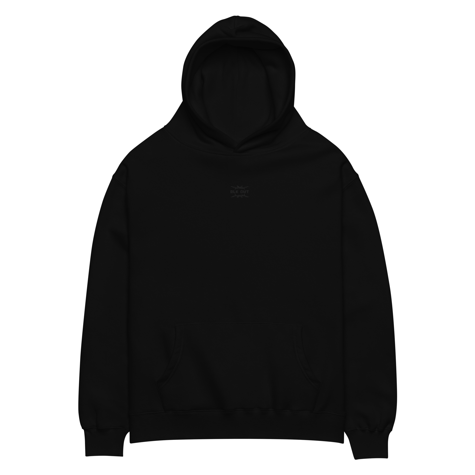 BLK OUT Minimalist Oversized HOODIE - Black Detail